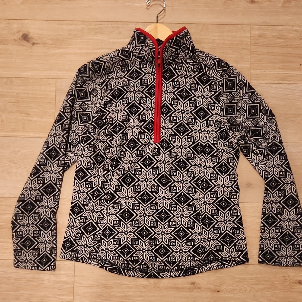 Lands' End Black and White Patterned Sweater